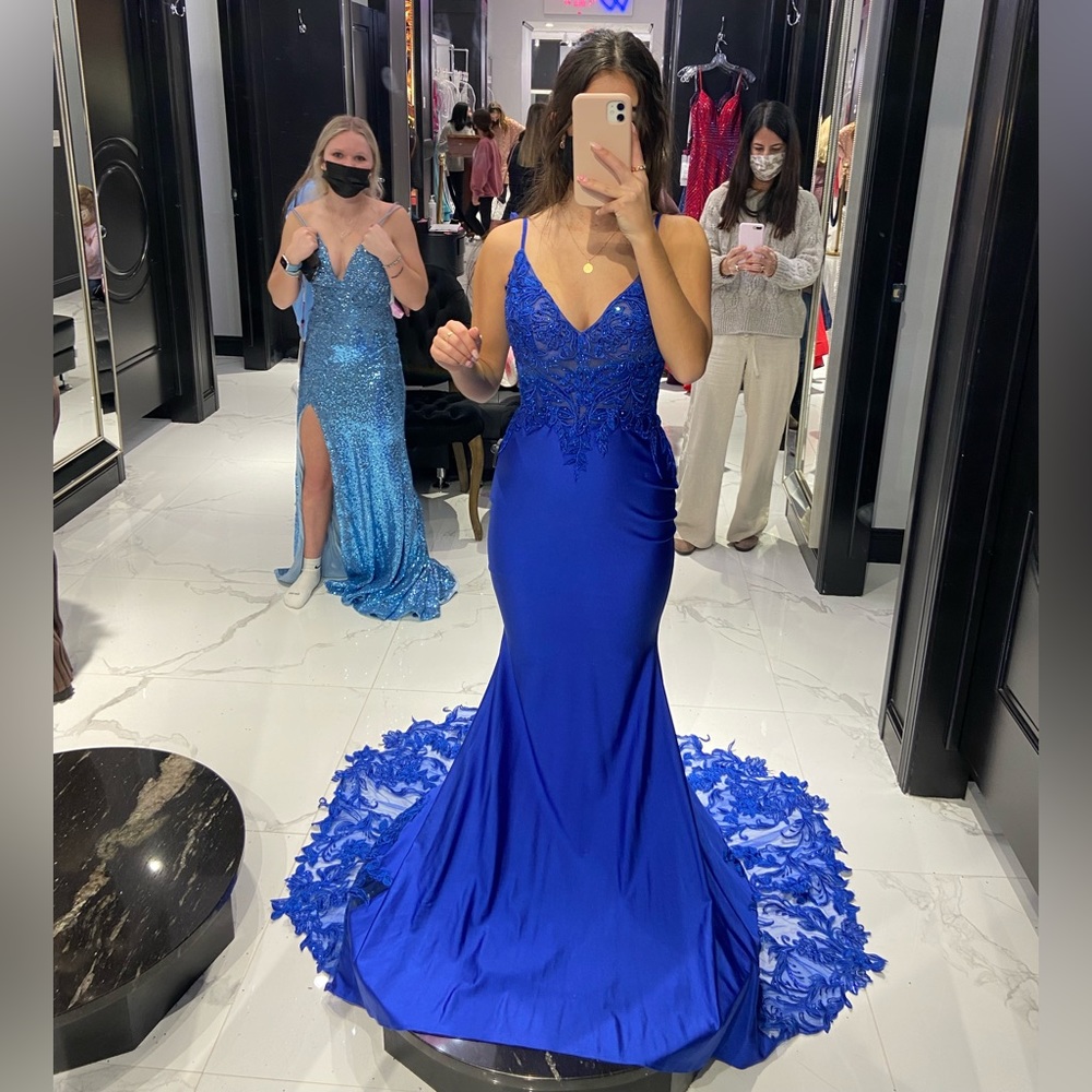 Ellie Wild Navy Blue Prom Dress